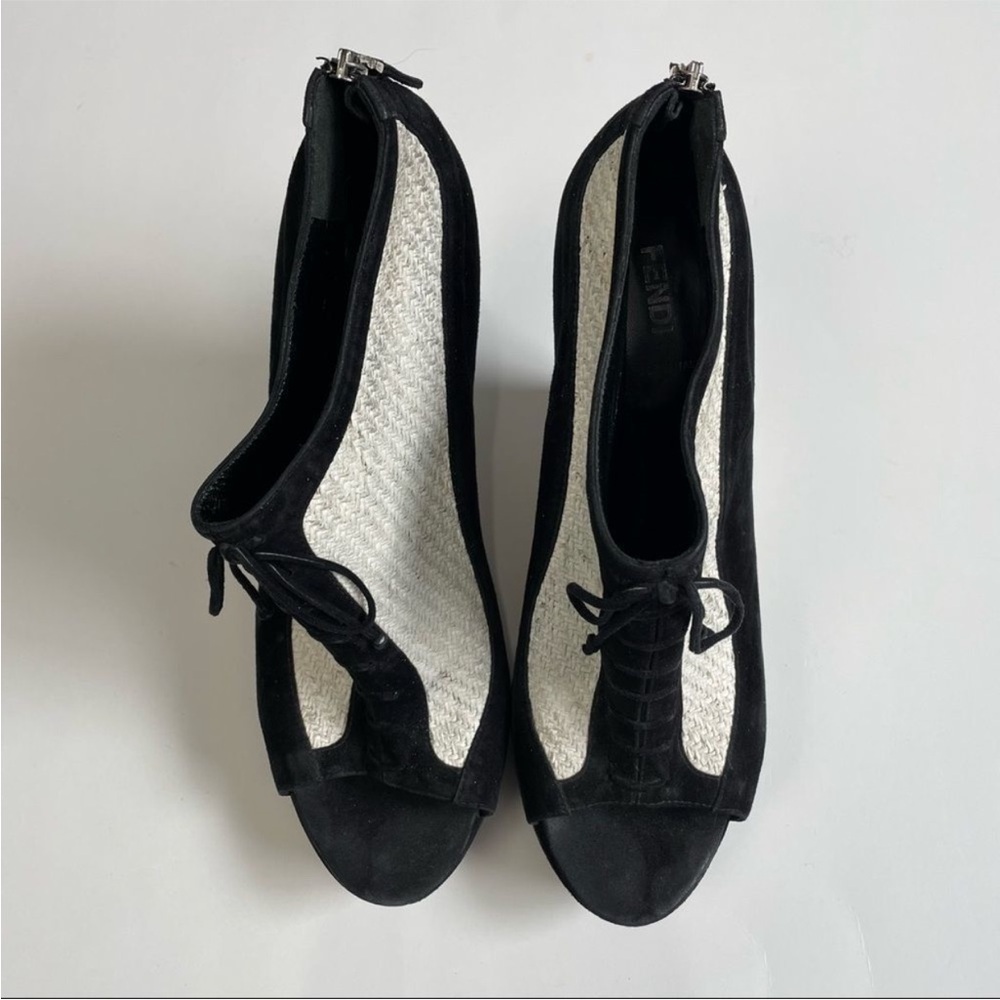 Fendi Black and Silver Wedge Heels - Picture 3 of 7
